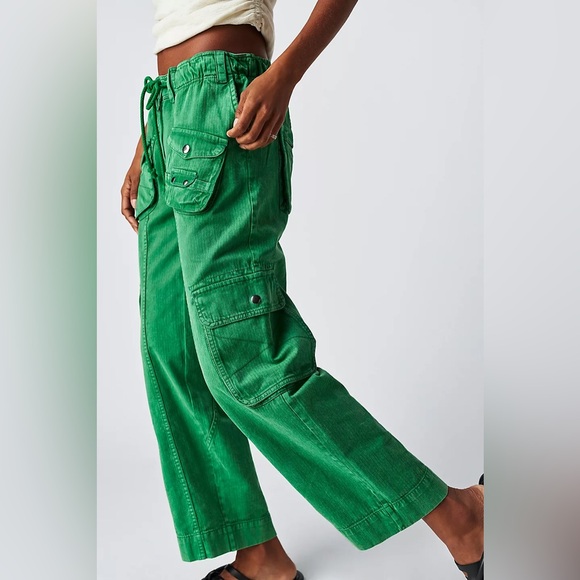 FREE PEOPLE WE THE FREE TAHITI CARGO PANTS 💚size S pristine condition - Picture 2 of 9